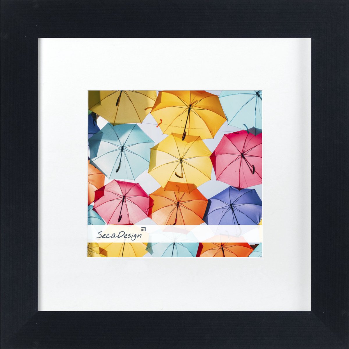 Fotolijst - SecaDesign - Fika - 20x20 / 13x13 cm fotomaat met passe-partout - Zwart - Fotokader