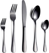 Zwart bestek/bestekset, 30 stuks, roestvrij staal, messen, vork, lepelset voor 6 personen (zwart, 6 sets)