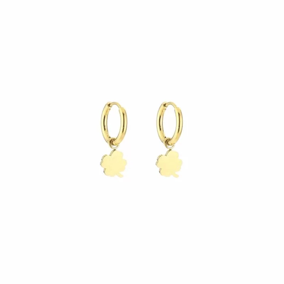 Minimalistische oorbellen met klavertjes - Yehwang - Gouden oorbellen - Stainless Steel oorbellen dames (verkleurt niet!) - Goud - Waterproof - 2 x 0,70 cm - Kerst sieraden - Kerst - Party - Sinterklaas - Moederdag - Valentijn - Cadeau - Oorbellen