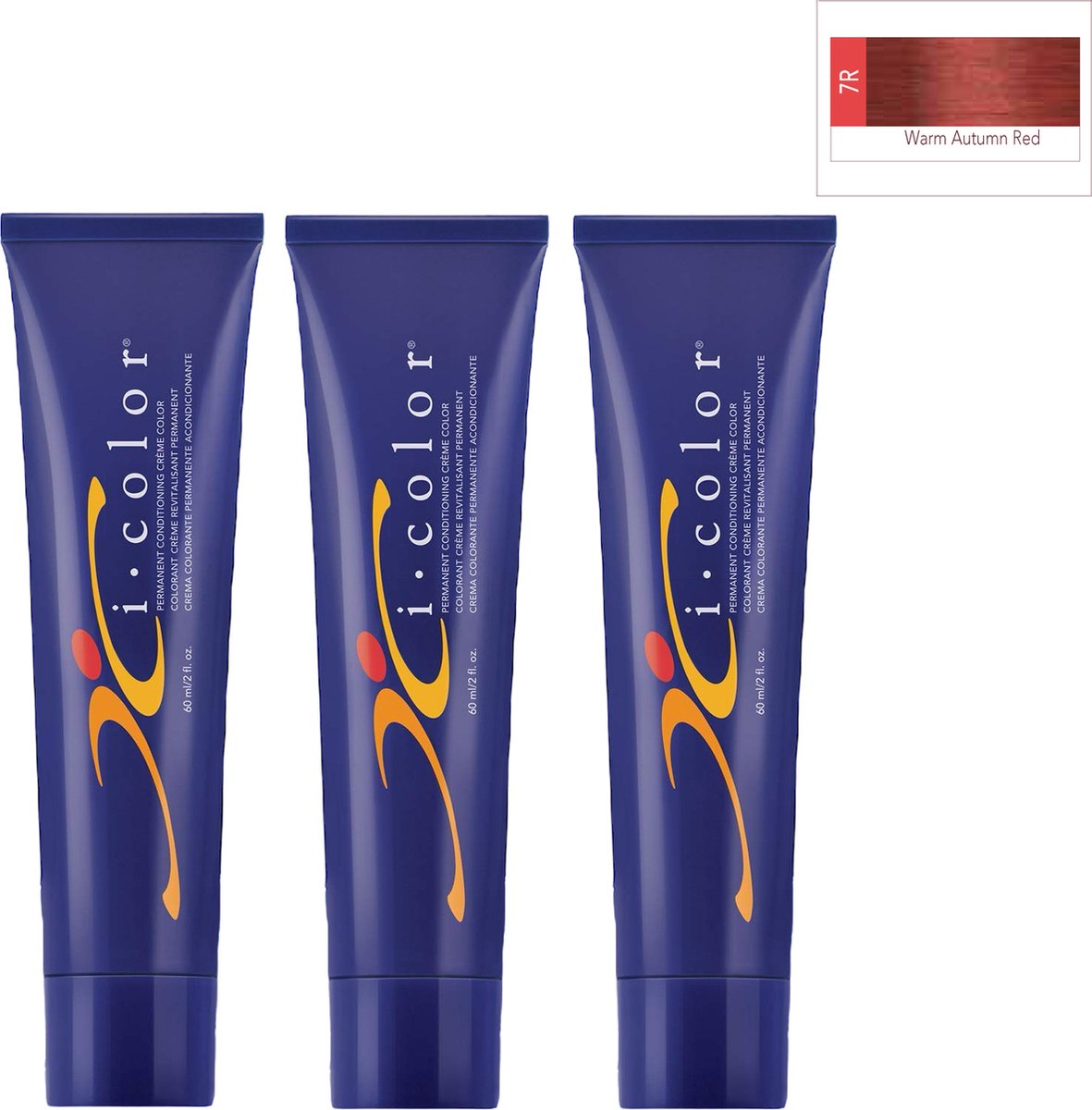 ISO i color Permanent Conditioning Crème Color 60ml 7R (7.5) Warm Autumn Red x 3 tubes