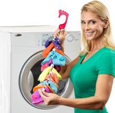 Sokkenwasgereedschap & hanger voor het wassen, drogen en bewaren van gepaarde sokken, clips en sloten, geen sorteren of instellen, opvouwbare organizer, verpakking van 2 stuks (rood)