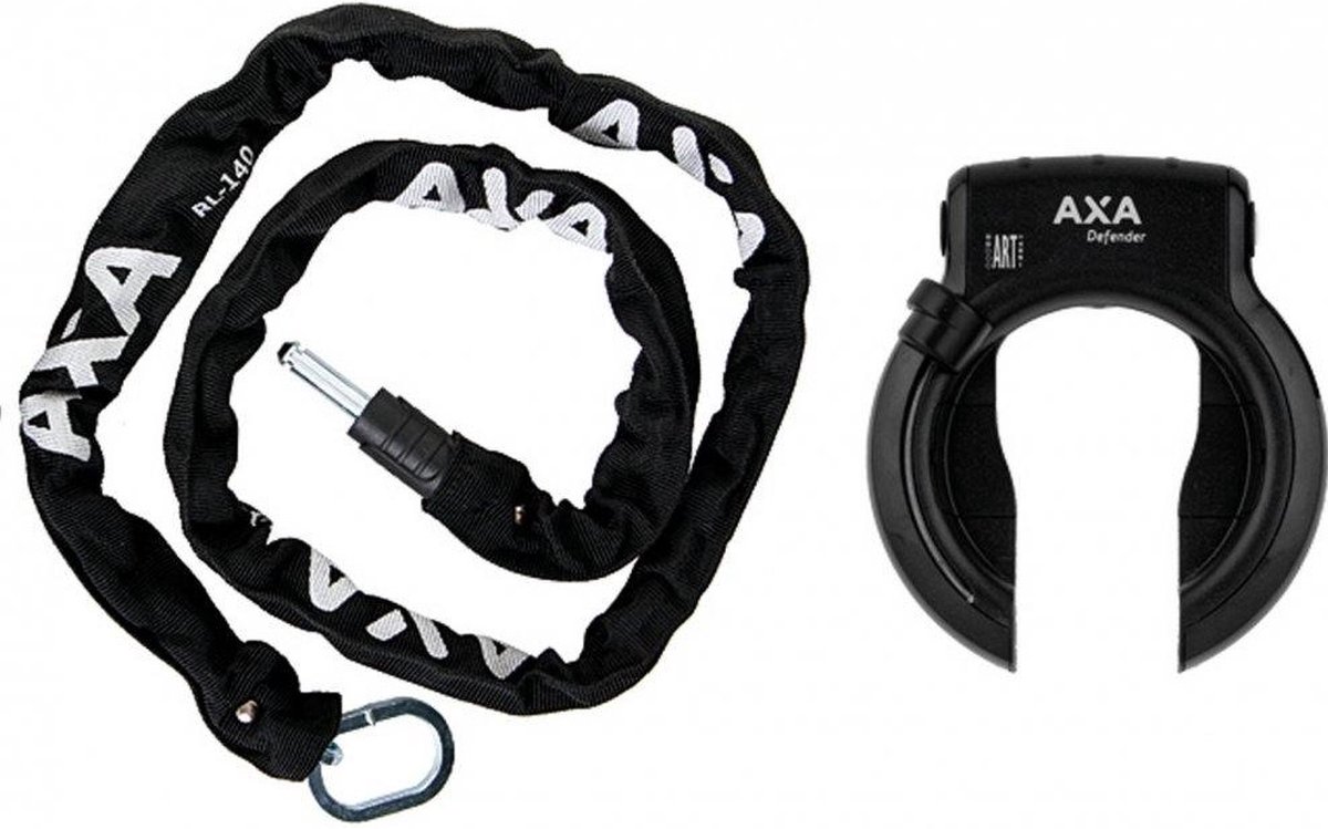 AXA Fietsslotset - Frameslot en insteekketting - 140 cm - Zwart - Hoge beveiliging