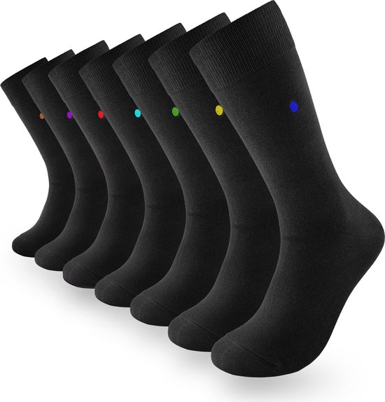 Seven days in Black | 7 paar zwarte sokken - maat: 35-38