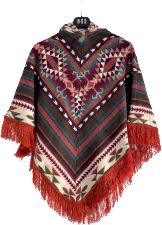 Poncho - Dames - Taupe koraal- Alpaca Wol -| Capuchon -