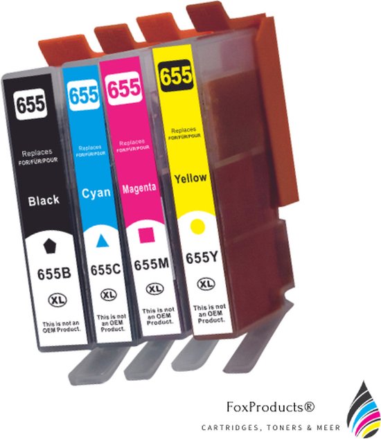FoxProducts® HP 655 655XL- 4 stuks inktcartridge geschikt voor HP HP ...