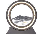 Luxus Bewegende Zandkunst Lamp - Quicksand Tafellamp Mini - Zwart - H24 x Ø21 - Met Slaapstand - 3 Lichtkleuren - Zandloper - Sand Art - Zandkunst In Glas - Bureaulamp - LED - Dimbaar - Industrieel - Modern - Nachtlamp Slaapkamer