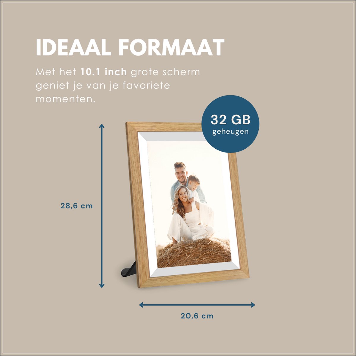 MAXEON® Digitale Fotolijst - Wifi en Frameo App - Fotokader - 10.1 inch HD - IPS Touchscreen - 32 GB - Hout look thumbnail 8