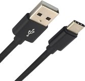 Oplaadkabel USB-C Kabels Gevlochten Nylon USB C naar USB A - USB C kabel Datakabel - Zwart - 1,8 meter