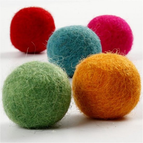 Perles de laine, D: 20 mm, couleurs vives, 64 assorties