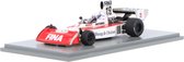 Het 1:43 gegoten model van de Surtees TS16 #19 van de Duitse GP van 1974. De rijder was J. Mass. De fabrikant van het schaalmodel is Spark. Dit model is alleen online verkrijgbaar