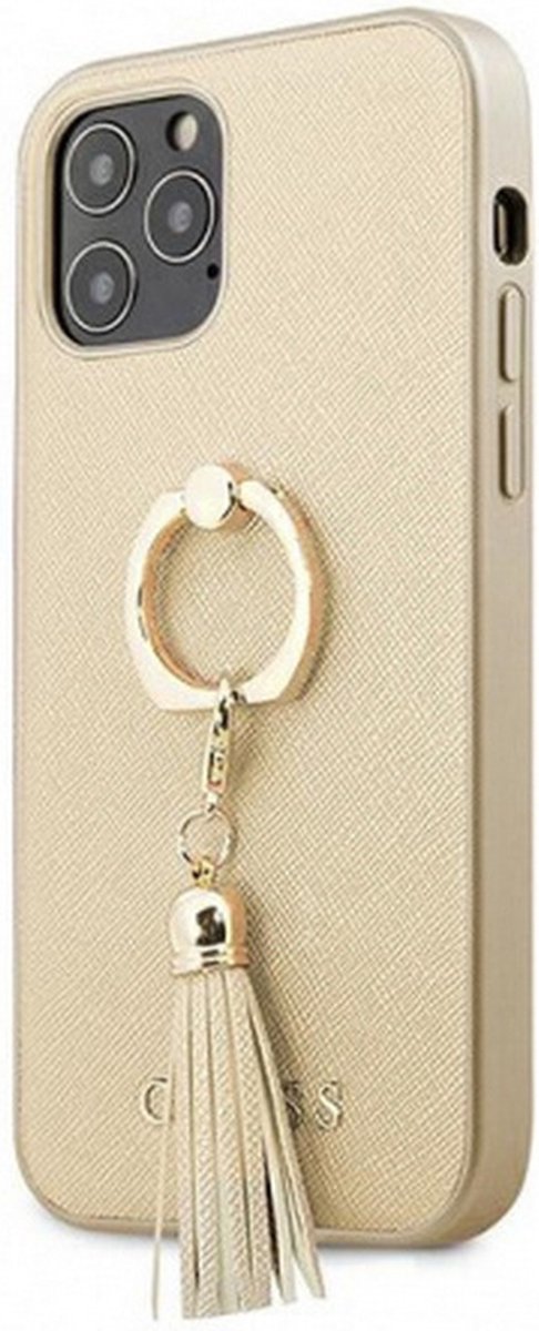 Guess Saffiano Ring Hard Back Cover - Apple iPhone 12 Pro Max (6.7") - Goud