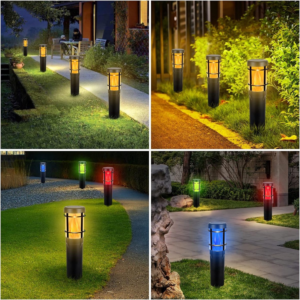 20x Stuks Solar Tuinfakkel-tuinlamp Lichtblauw Op Zonne-energie 61 Cm   Fakkels