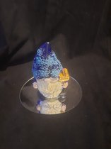 starwolf, gnome de Noël sur miroir, bleu, Noël, cadeau, décoration, figurine