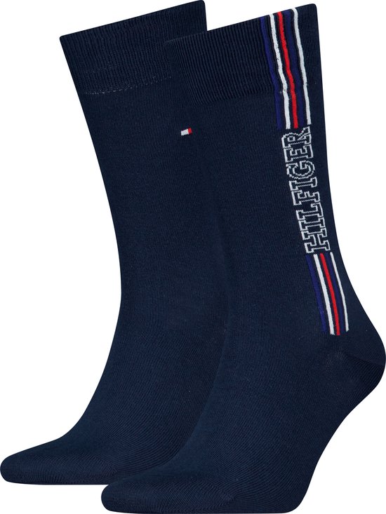 Tommy Hilfiger 2P sokken hilfiger logo blauw - 39-42
