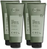 Derma Man - 3 in 1 douchegel - Voordeelverpakking 4 x 350 ML - Hypoallergeen - Vegan - Parfumvrij