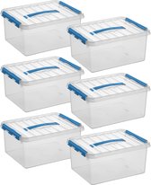 Sunware - Q-line opbergbox 15L transparant blauw - Set van 6