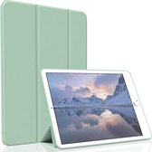 Hoes Geschikt voor iPad Mini 4 hoes Floral Groen - iPad Mini 2 / 3 hoes Trifold Smart cover - iPad Mini hoes - Hoes iPad Mini 5 hoes bookcase - iPad Mini 1/2/3 hoesje soft Silicone Trifold case - Ntech