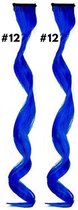2 x Clip in Hairextension 45cm - Donker Blauw / Donkerblauw - #12 - nephaar - Hair extension | haar extensie- carnaval haar - gekleurde extensions - extensions met clip