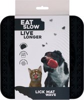 Eat Slow Live Longer Likmat Golf - 20 x 20 cm - Anti-schrok Mat - Slowfeeder - Snuffelmat - 100% siliconen - Vaatwasserbestendig - Voor Hond of Kat - Grijs