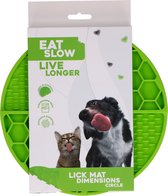 Eat Slow Live Longer Likmat Cirkel – Ø21 cm – Snuffelmat – Anti-schrok Mat – Slowfeeder – Afleiding – Honden en Katten - 100% Siliconen – Vaatwasserbestendig – Groen