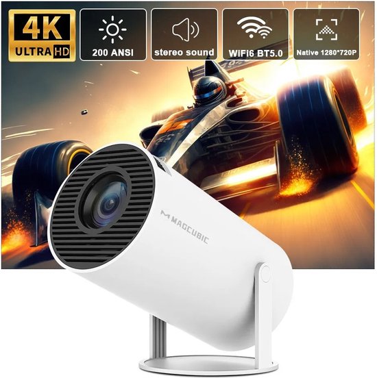 Projector Hy300 4K Android 11 Dual Wifi6 Home Cinema Outdoor Projetor