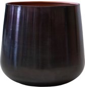 Bloempot Edison S - plantenpot - Ø 20 cm. - glanzend zwart - bronskleurige binnenkant - waterdicht - 6 liter