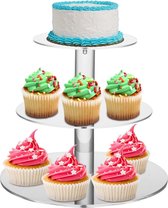Taartstandaard 3 etages, etagère 3 etages acryl, cupcake-standaard, helder, 31 cm rond voor bruiloft, verjaardag, middagkoffie, feest