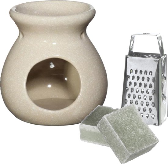 Ideas4seasons Amberblokjes/geurblokjes cadeauset - eucalyptus - inclusief geurbrander en mini rasp
