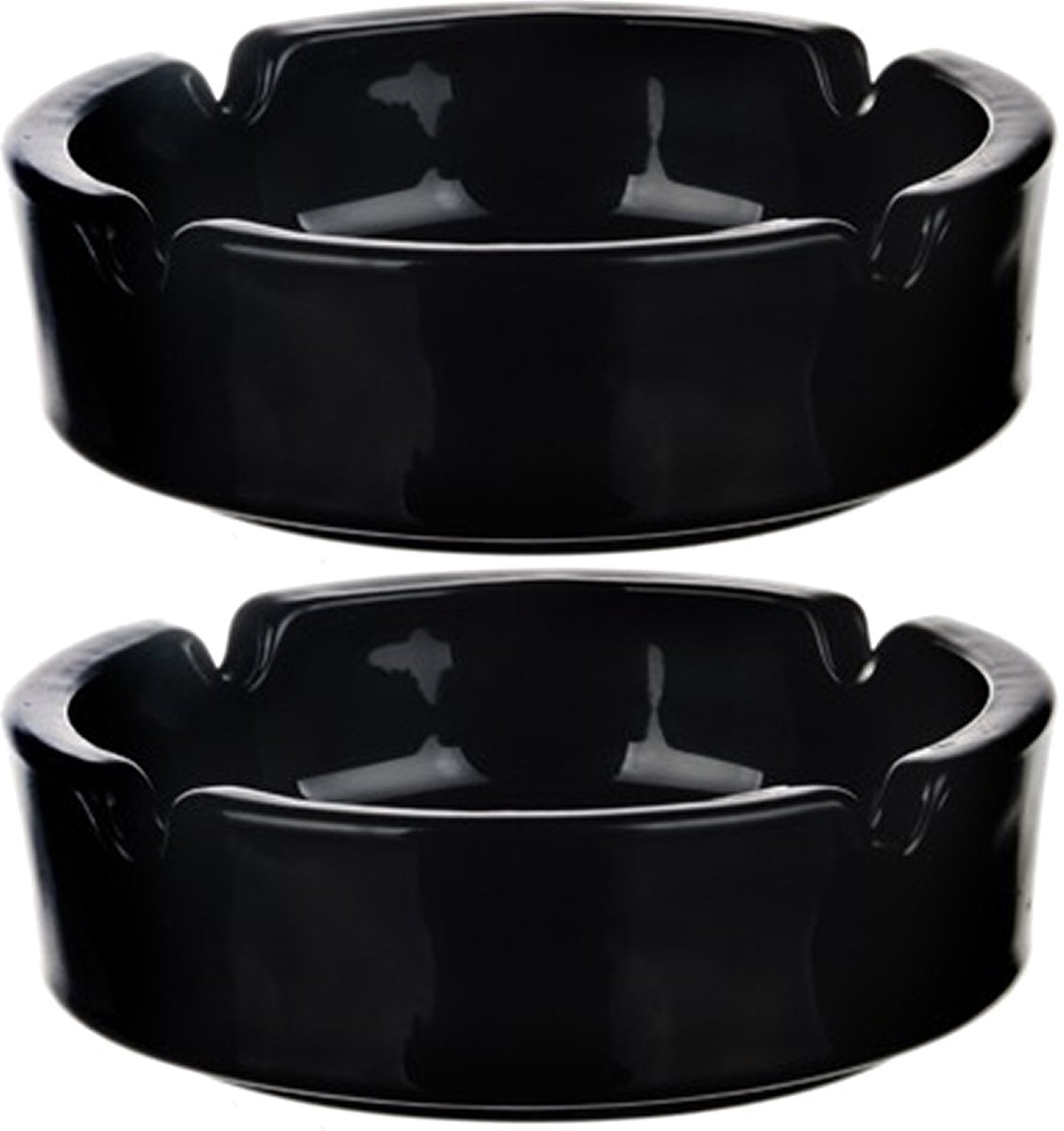 Goedkoopste Glasmark Asbak - 2x - glas - D11 cm - zwart - voor binnen en buiten
