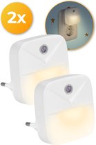 Nuvance - Nachtlampje 2 Stuks - Nachtlampjes voor Kinderen & Volwassenen - Nachtlampje Stopcontact met Nachtsensor - Warm Wit