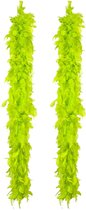 Boa de déguisement Boland Carnival avec plumes - 2x - vert citron - 180 cm - 50 grammes - Glitter and Glamour