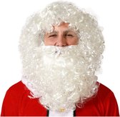 Atosa Perruque d'habillage pour hommes avec boucles - Père Noël - blanc - avec barbe et moustache complètes