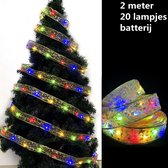 2 Stuks LED Kerstboom Licht Lint- 2m 20 Lichtjes-werkt op Batterij(incl. Batterijen) -kerstdecoratie-Multicolour-goud