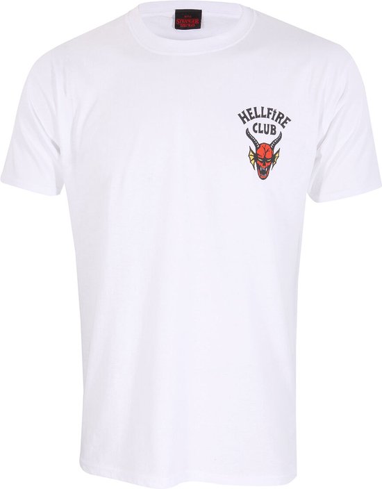 T-Shirt met Korte Mouwen Stranger Things Helfire Club Wit Uniseks - XL