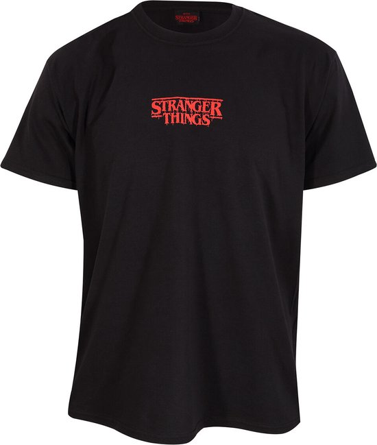 T-Shirt met Korte Mouwen Stranger Things Demogorgon Upside Down Zwart Uniseks - XL