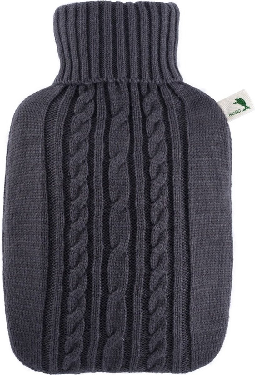 Goedkoopste Luxe warmwater kruik - gebreide hoes - donkergrijs - 1800 ml - Kruikenzak - Cadeau - Kinderen/Volwassenen