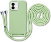 Armordrop Étui avec cordon adapté pour iPhone 12 Mini - Étui en Siliconen avec cordon - Vert
