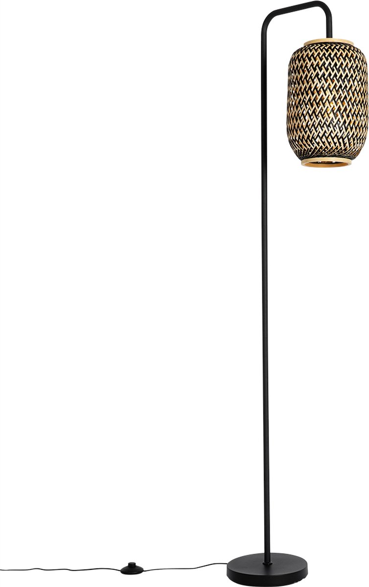 QAZQA yvonne - Oosterse Vloerlamp - Zwart