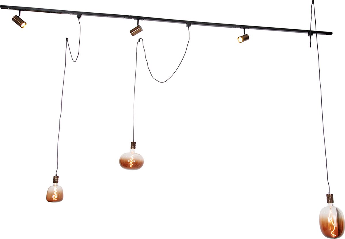 QAZQA cavalux jeana - Moderne Spot railsysteem verlichting, railverlichting geschikt voor led - 3 lichts - L 285.5 cm - Brons - Woonkamer | Slaapkamer | Keuken