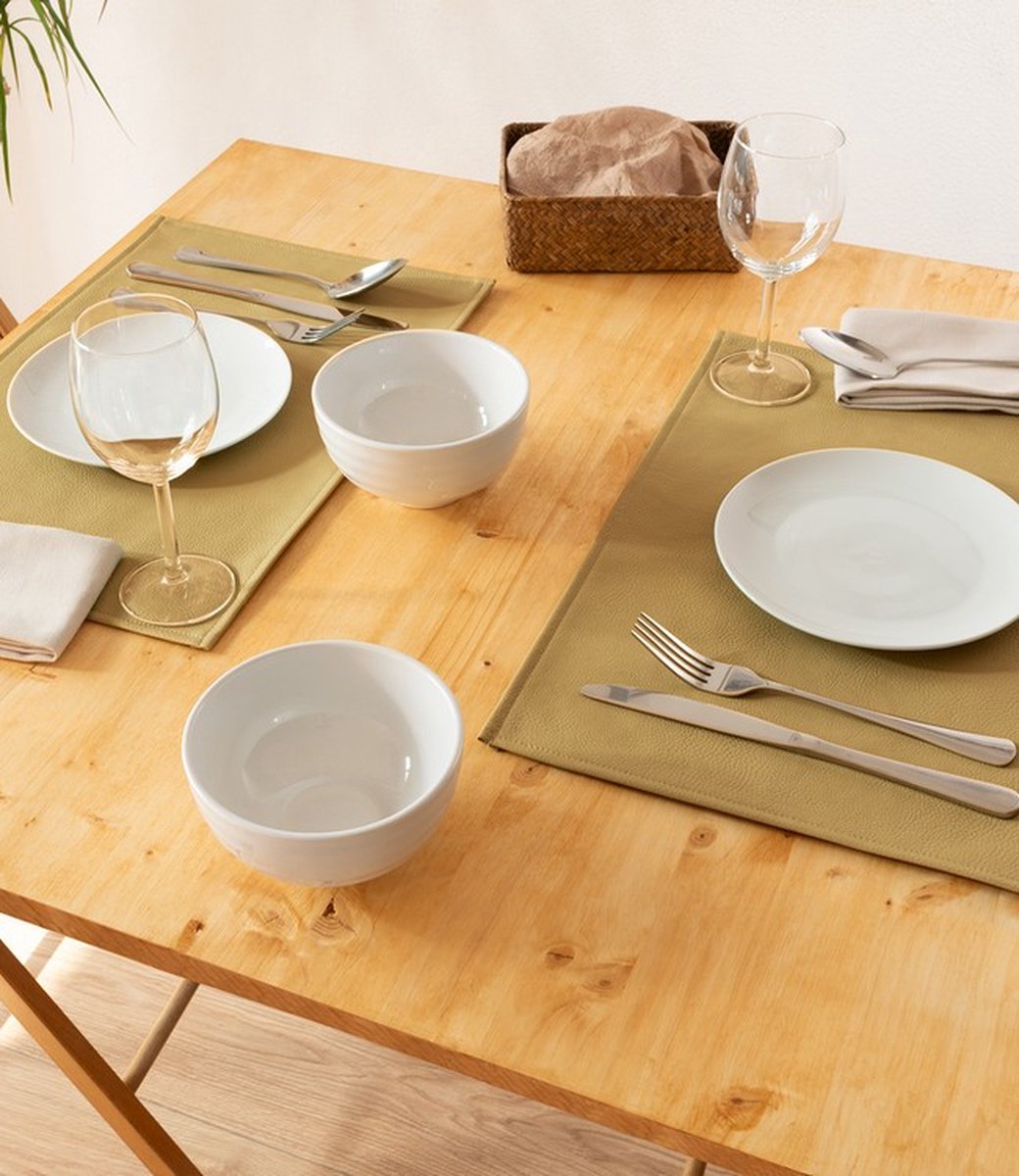 2x Monaco Placemat Gold - lederlook - Goud - rechthoek - 45x30cm - Kunstleder