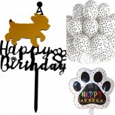 22-delige It's My Birthday honden verjaardag set met taart topper en 21 ballonnen - hond - verjaardag - taart - topper - ballon