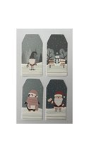 Kerst Cadeaulabel - 24 stuks - Cadeaulabels kraftpapier/karton diverse kleuren - 6 cm x 6 cm - Cadeau tags/etiketten - Label Merry Christmas - Cadeau versieringen/decoratie - Cadeaulabels Kerstmis - Labels Karton.