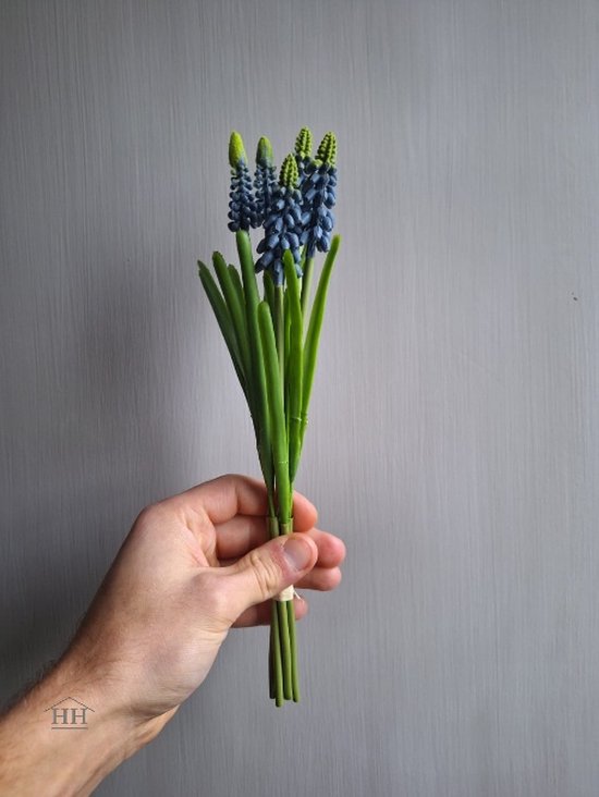 Blauwe druifjes - muscari - 27cm - blauw - kunstbloemen - blauwe druifje boeket - voorjaar - boeket - voorjaarsbloemen