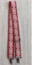 SWAN - Tassenriem - bag straps - tassenband - schouderband - camerariem - verstelbaar - rood ecru - zilveren gesp - 40 mm
