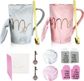 Tasses à café à motif marbre Mr et Mrs 12 oz, tasses à café en céramique, cadeaux de mariage pour les jeunes mariés, cadeaux d'anniversaire, de Saint-Valentin, d'anniversaire et de Noël