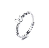 Ring dames - verstelbaar - vlinder - zilverkleurig - Zirkonia - cadeau voor vrouw - Liefs Jade