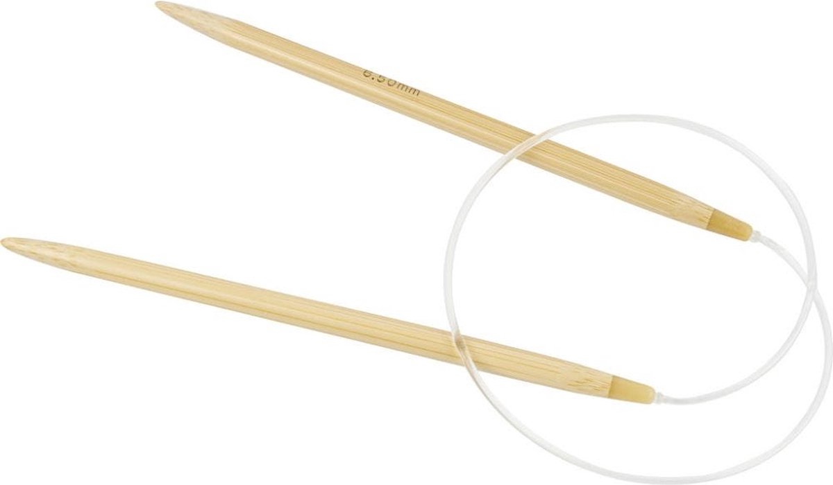 Creotime Rond Breinaalden Flexibele Breinaalden Bamboe Dikte: 6 5mm Lengte: 60cm 1 Stuk