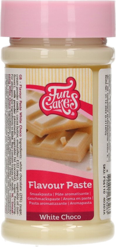 FunCakes Smaakpasta - Smaakstof voor Taarten - Aroma - Witte Choco - 100g