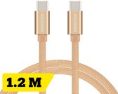 Swissten USB-C naar USB-C Kabel voor o.a. Samsung, Apple iPhone 15 & iPad - 1.2M - Goud