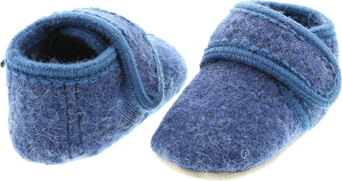 Celavi kinder- en babyschoenen Baby Wool Slippers Blue Melange
